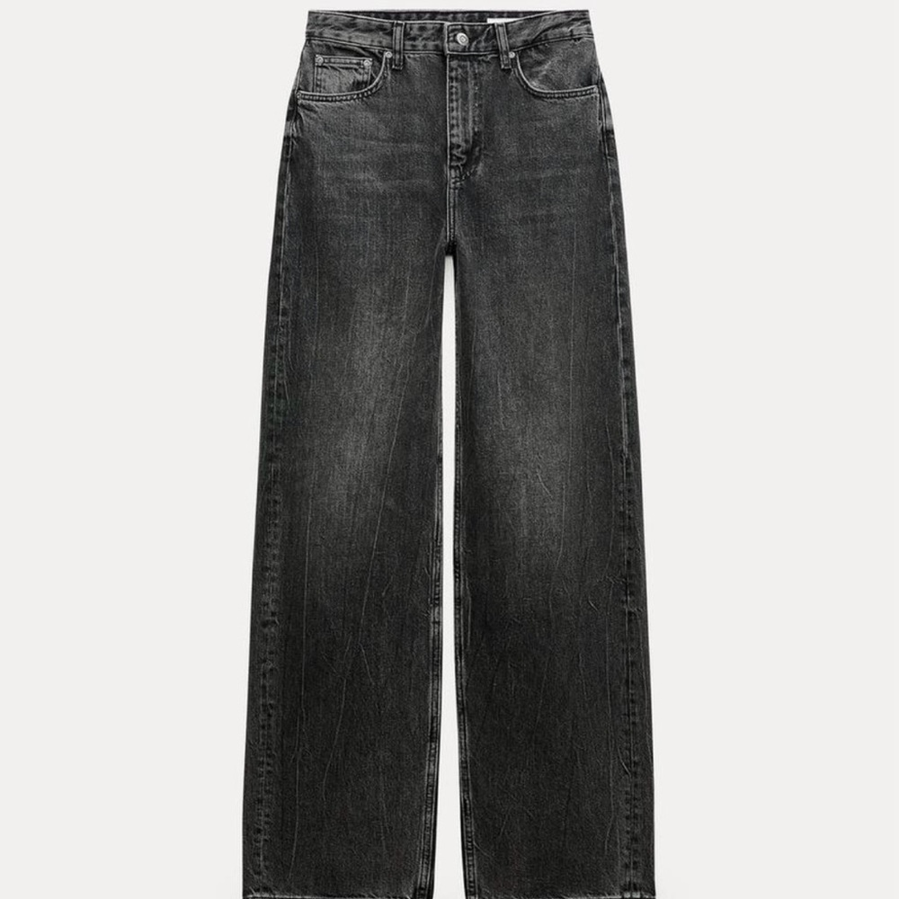 Zara ZW Collection High Rise Wide Leg - Washed Black size 12